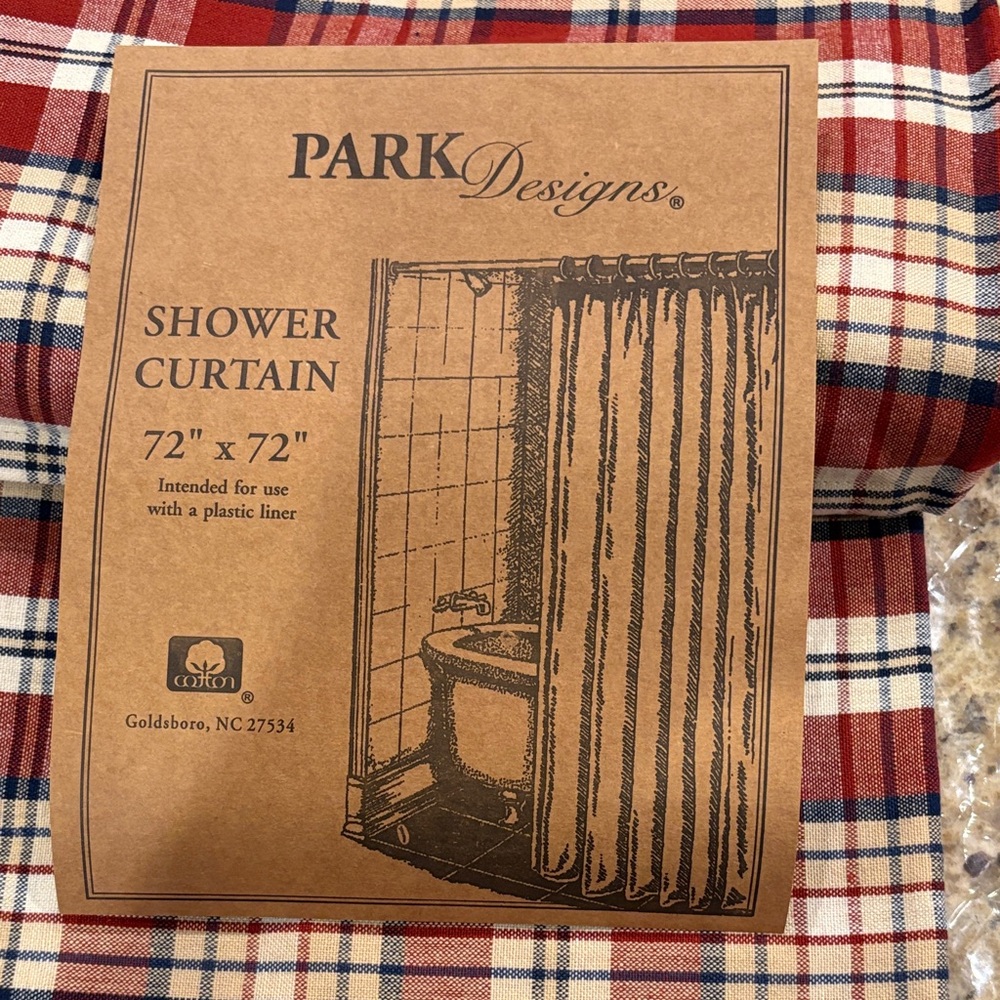 Park Designs Plaid Shower Curtain. New with Tags. New Condition. Gorgeous. - Picture 4 of 4